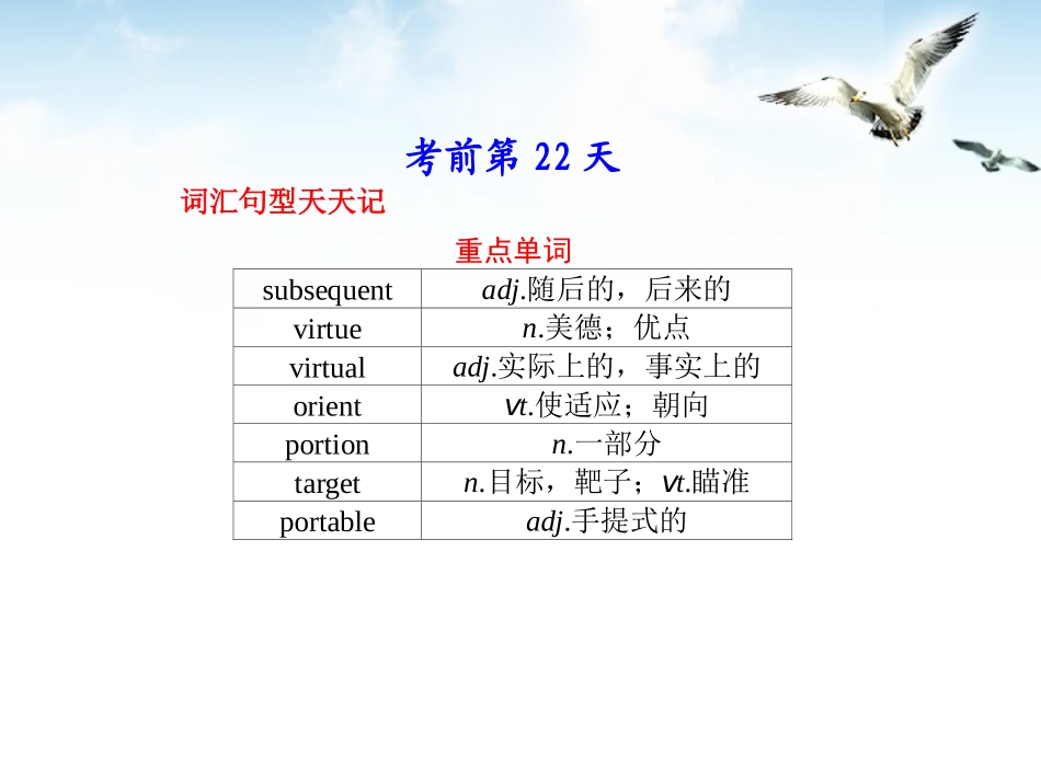 福建省高三英语总复习 考前第22天考前高分必读专题课件_第1页
