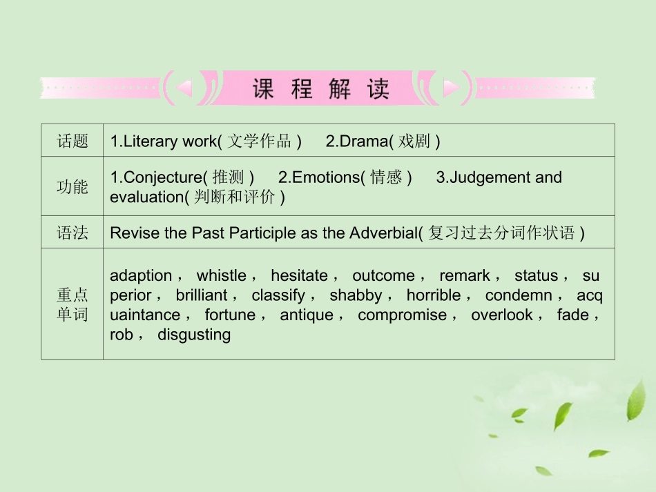 高考英语 Unit4知识与要点课件 新人教版选修8 课件_第2页