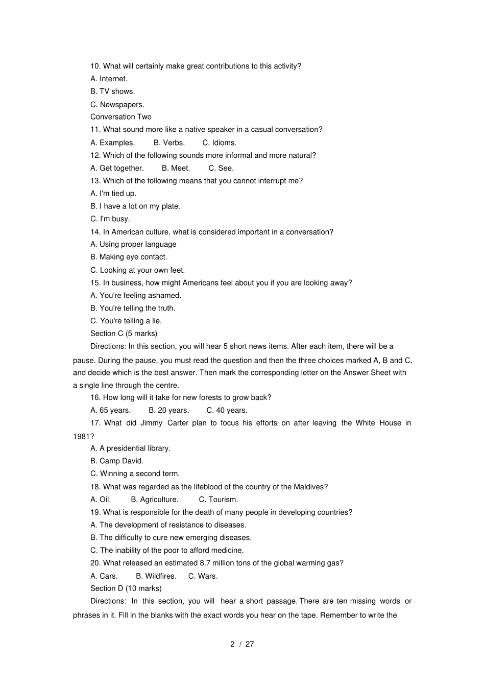 全国大学生英语竞赛C类初赛、决赛真题及答案汇总集_第2页