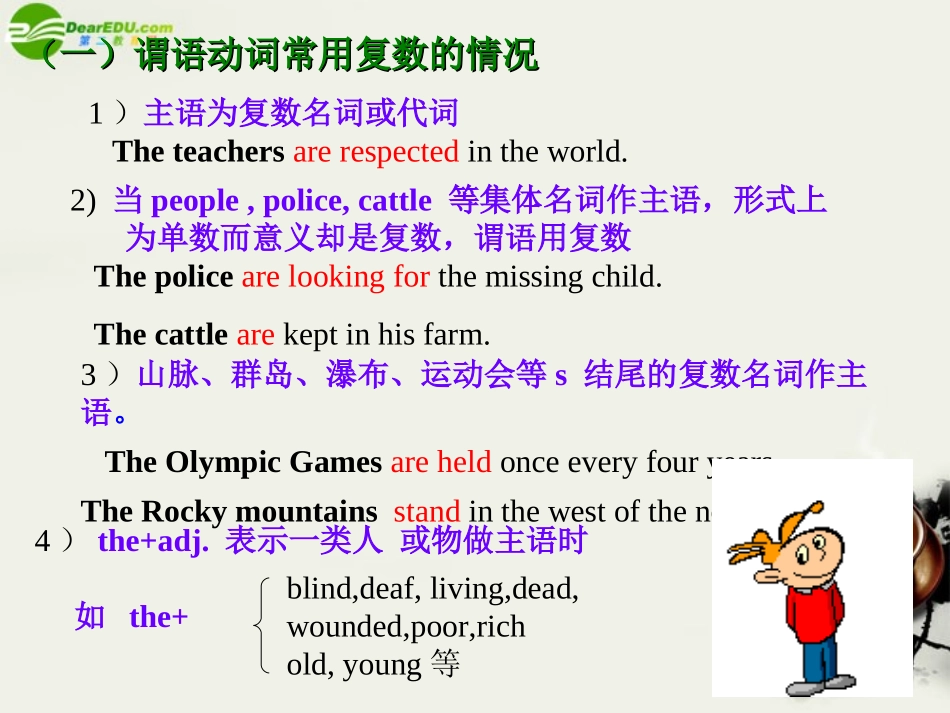 高考英语 主谓一致谓语动词常用复数的情况课件_第2页