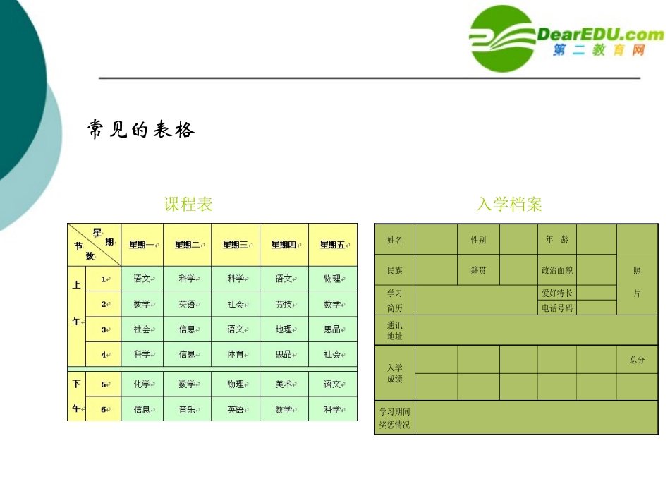 高中信息技术 Word文档中表格的处理课件 旧人教版 课件_第2页
