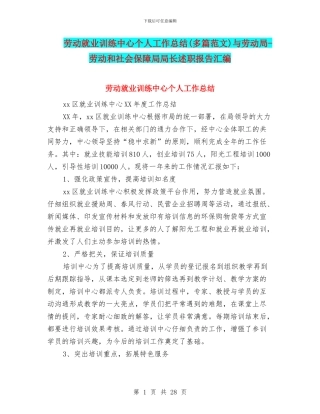劳动就业训练中心个人工作总结与劳动局
