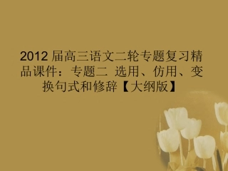高三语文二轮专题复习 专题二 选用、仿用、变换句式和修辞精品课件 大纲人教版 课件