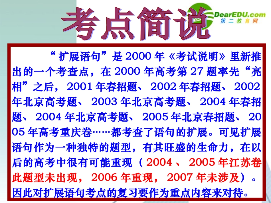 高考语文复习专题 扩展语句课件 新人教版 课件_第2页