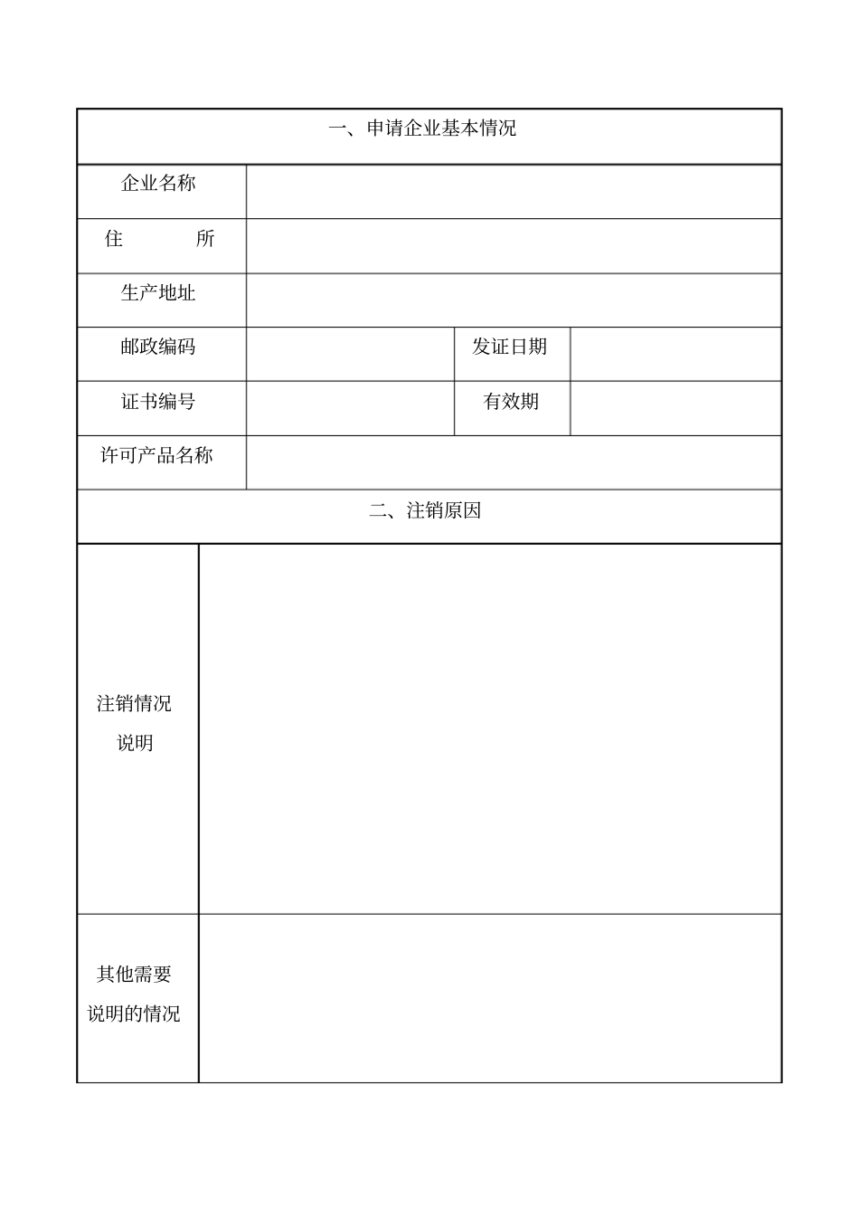 全国工业产品生产许可证注销申请书1_第2页