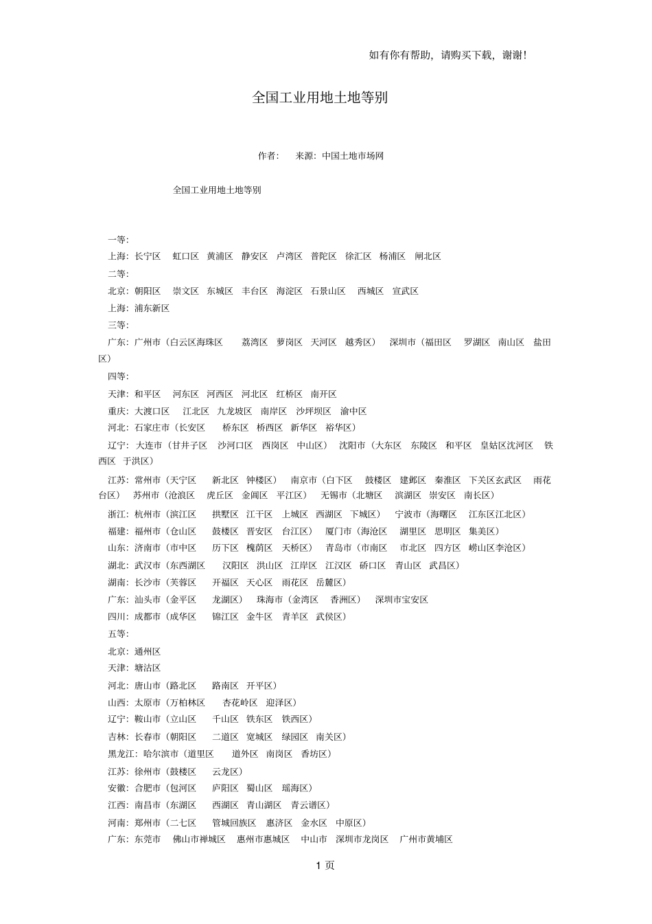 全国工业用地土地等别_第1页