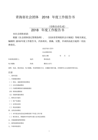全国性社会团体2018年工作报告书