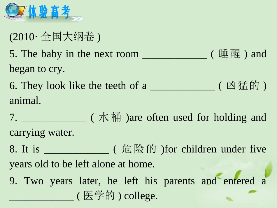 高考英语二轮复习 专题6 第29课时 瞻前顾后，确定词性、词形精品课件 大纲人教版(贵州专用) 课件_第3页