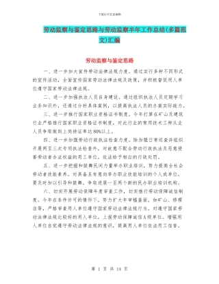劳动监察与鉴定思路与劳动监察半年工作总结汇编
