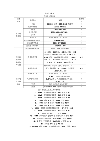全国技能大赛汽车类赛项设备与工具汇总讲解