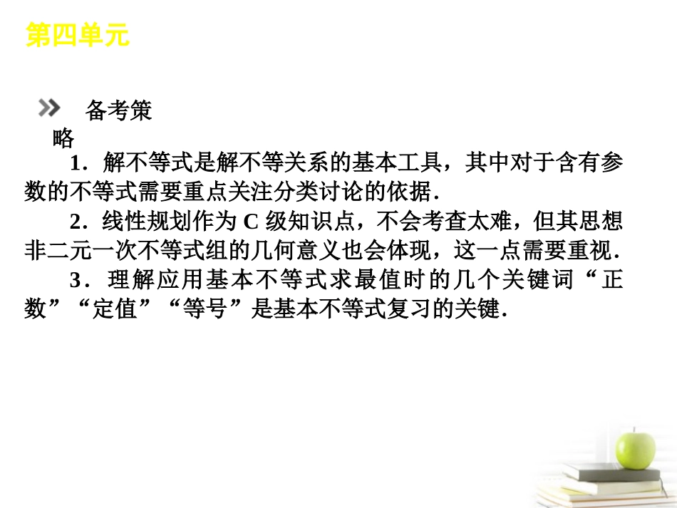 高考数学二轮三轮总复习专题学案 第4单元-不等式专题课件 (江苏文理通用) 课件_第1页