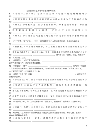 全国新课标卷高考语文默写训练打印汇总