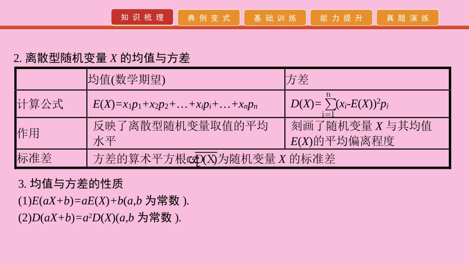 高考数学 艺考生冲刺 第七章 概率与统计 第22讲 离散型随机变量的分布列、均值与方差(理)课件_第3页