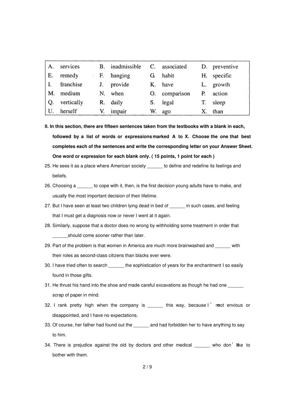 全国月高等教育自学考试高英语试题代码_第2页
