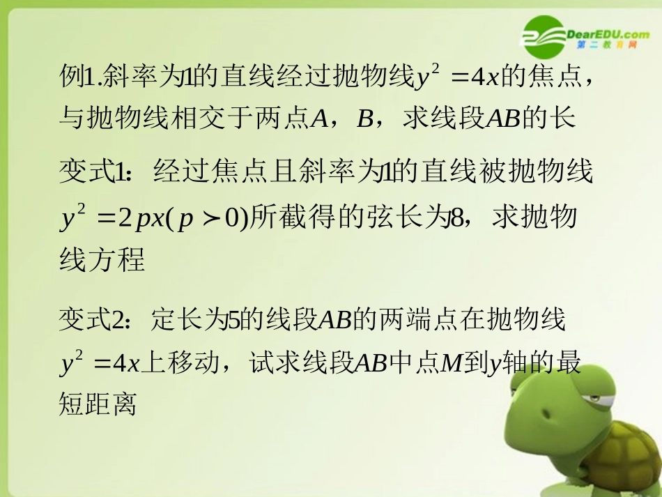 高中数学 直线与抛物线课件 新人教A版选修2-1 课件_第1页