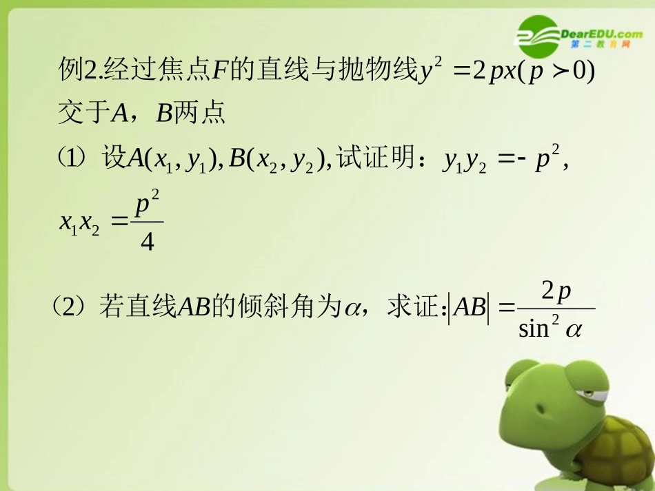 高中数学 直线与抛物线课件 新人教A版选修2-1 课件_第2页