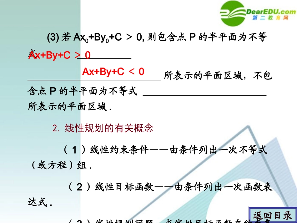 高考数学一轮复习 第5章(不等式)二元一次不等式(组)及简单的线性规划问题精品课件_第3页