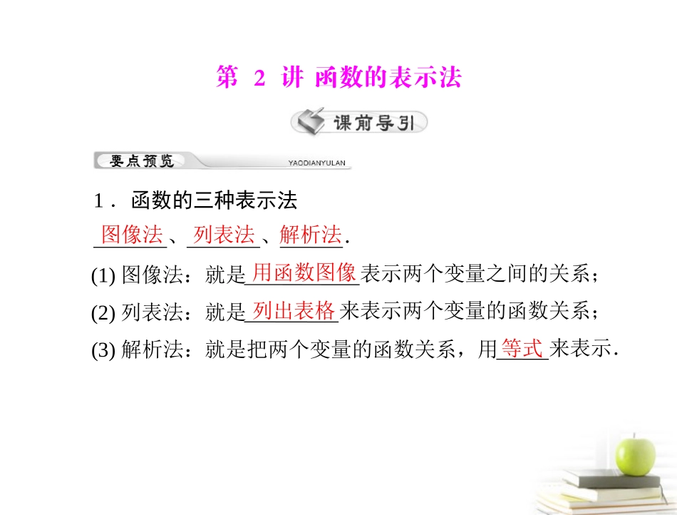 高考数学复习向导第二章 第2讲 函数的表示法 课件 理 课件_第1页
