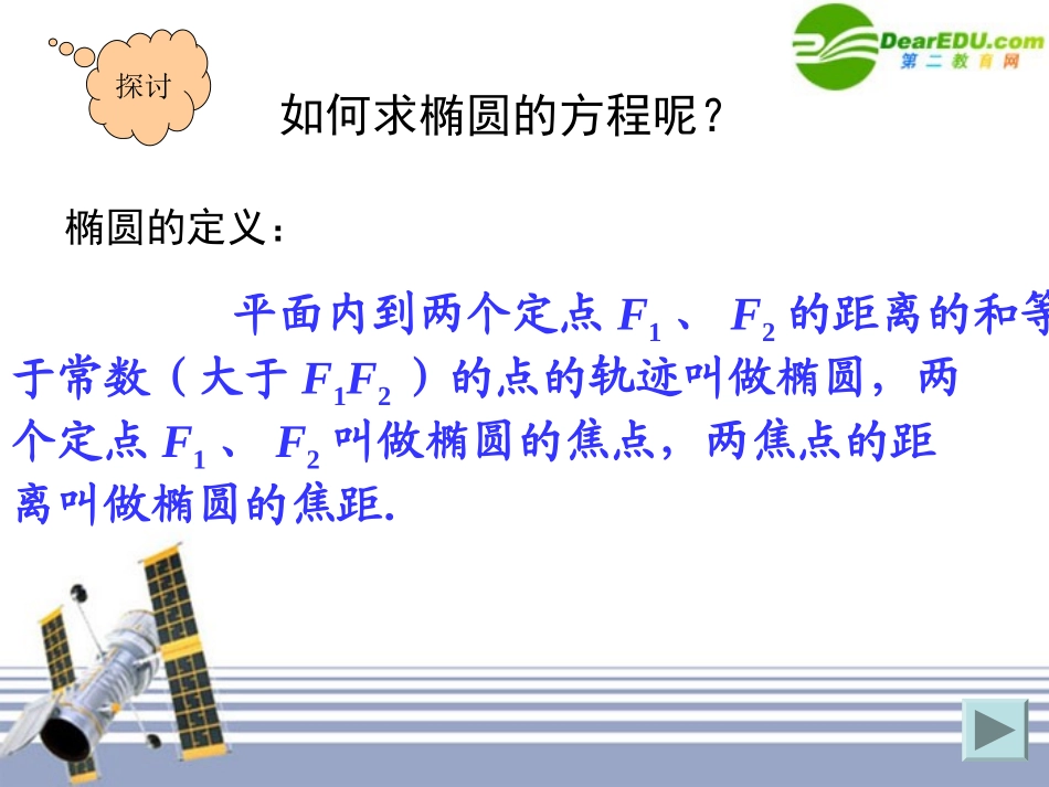 高中数学 椭圆的标准方程课件 苏教版选修1 课件_第3页