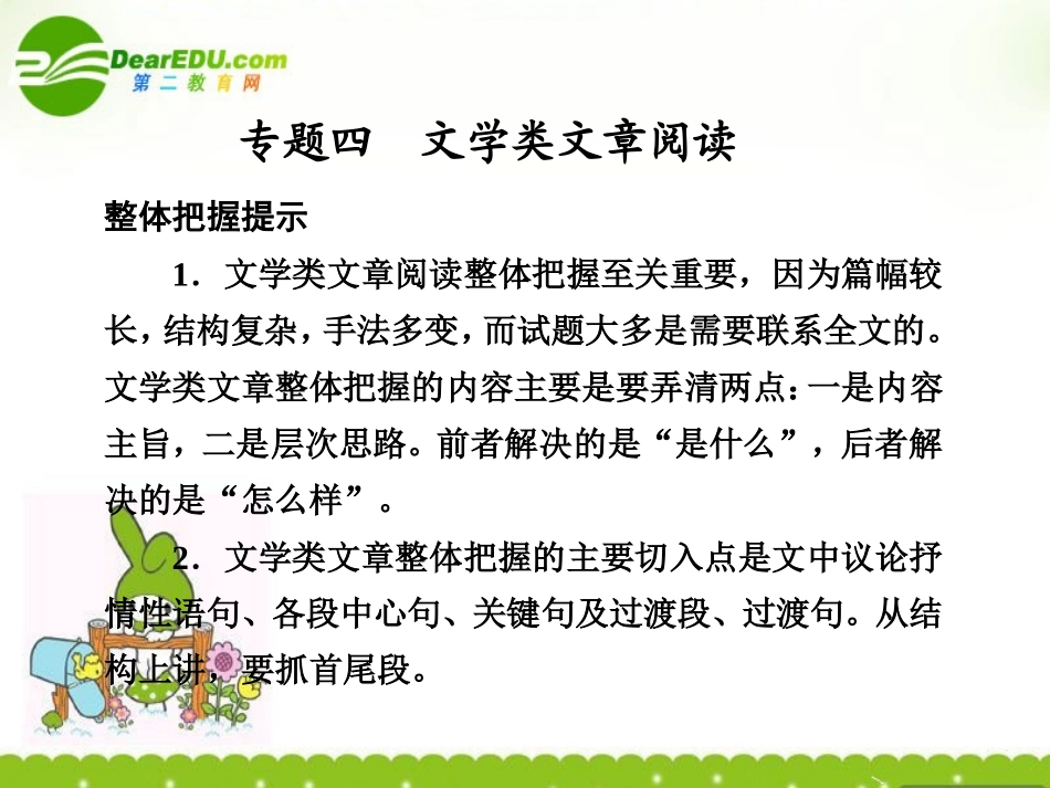 高考语文二轮复习 第二部分 第二章 专题四 文学类文章阅读 课件_第1页