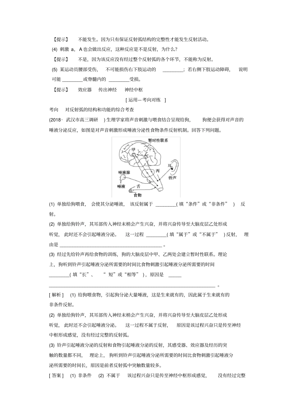全国版2019版高考生物一轮复习第8单元生命活动的调节第2讲通过神经系统的调节学案_第3页