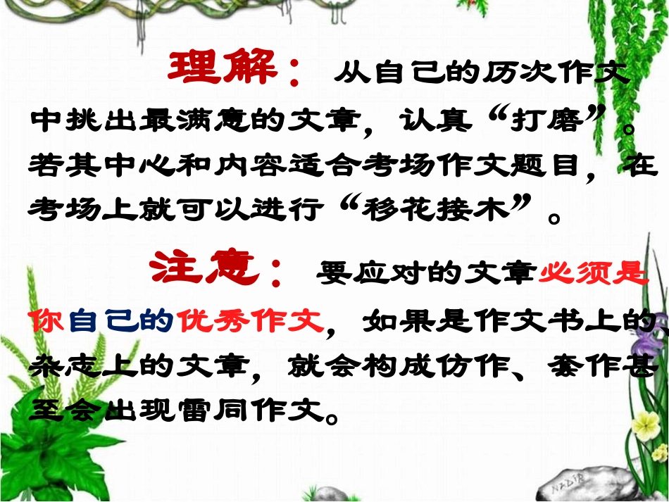 高考语文 移花接木-记叙文高分秘笈复习课件 新人教版 课件_第3页