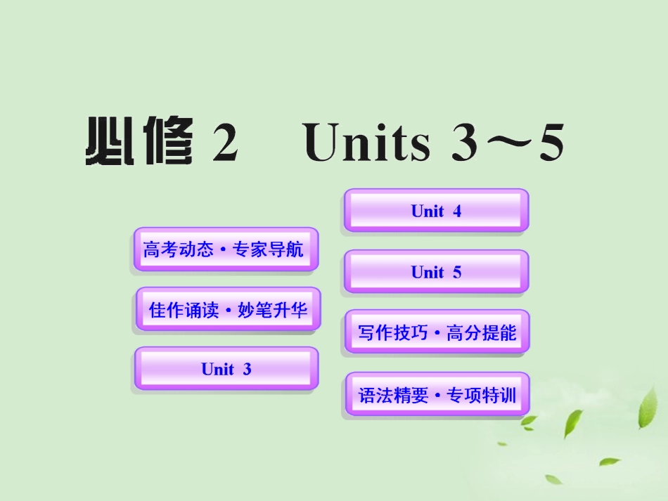 高一英语单元复习配套课件 Units 3-5 新人教版必修2 课件_第1页