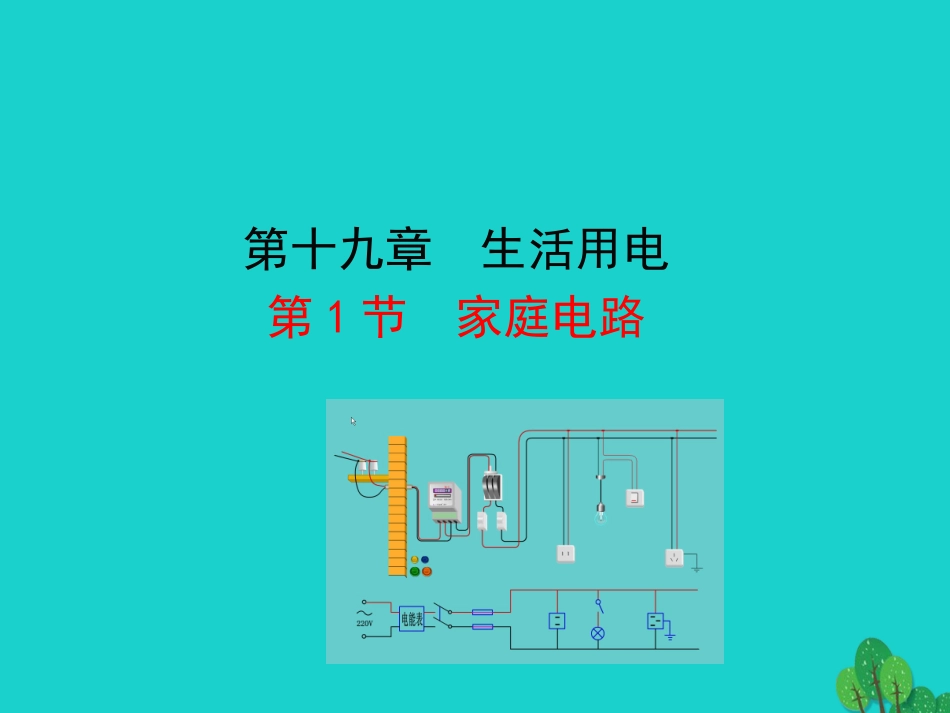 第十九章 第1节 家庭电路课件 九年级物理全册 第十九章 第1节 家庭电路课件+素材 (新版)新人教版_第1页