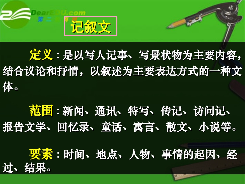 高中记叙文写作专题复习精品课件_第2页