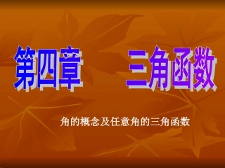 角的概念及任意角的三角函数第一课课件 新课标 人教版 课件