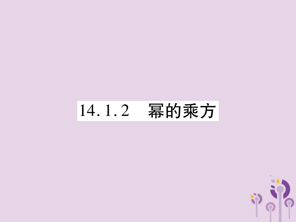秋八年级数学上册 14(整式的乘法与因式分解)14.1 整式的乘法 14.1.2 幂的乘方习题课件 (新版)新人教版 课件_第1页
