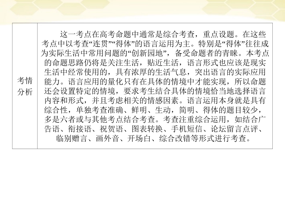 高三语文二轮复习 第一章 第四节语言表达准确 鲜明 生动 简明 连贯 得体课件_第3页