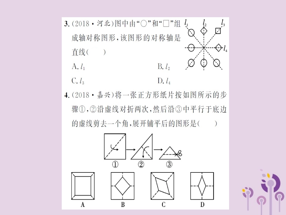 湖北省中考数学一轮复习 第七章 图形与变换 第二节 图形的平移、对称与旋转(习题提升)课件_第3页