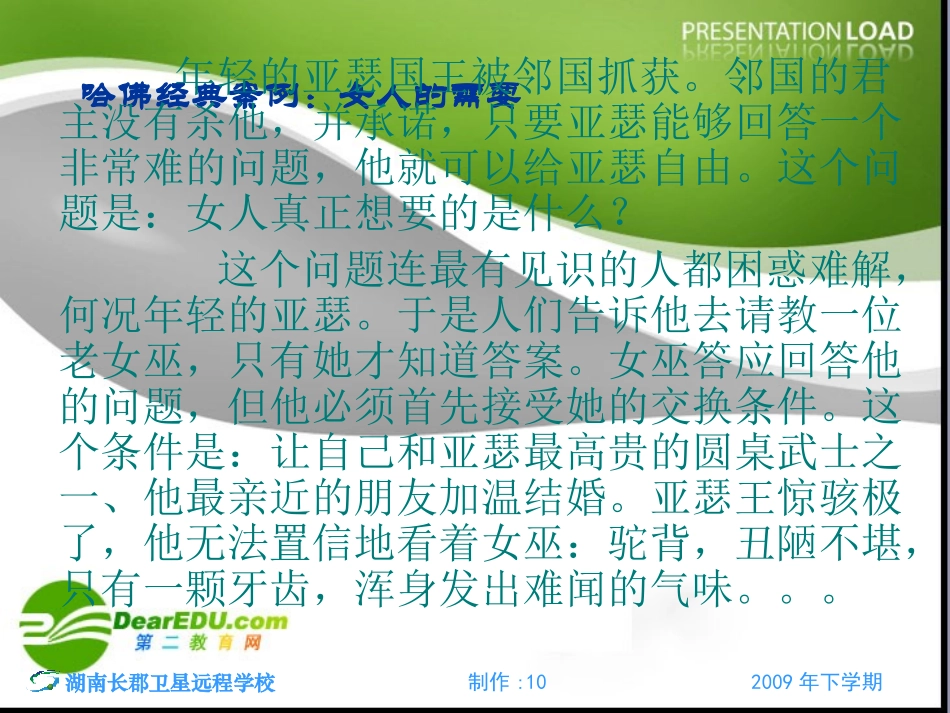 高三语文高考考前讲座：哈佛经典案例：女人的需要 课件_第1页