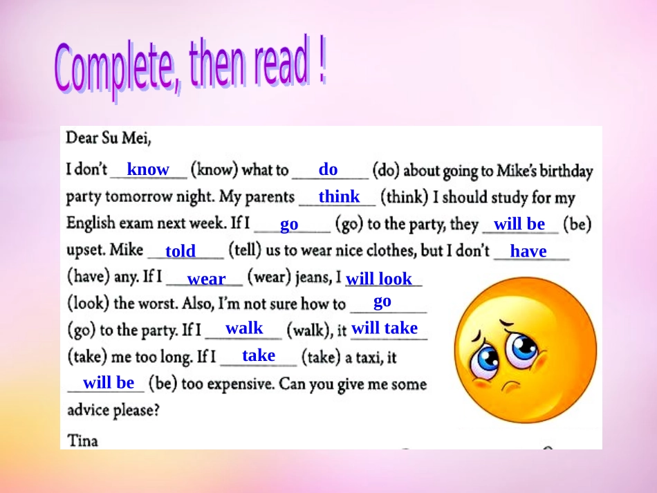 秋八年级英语上册 Unit 10 If you go to the party，you'll have a great time Section A(grammar focus 3c)课件 (新版)人教新目标版 课件_第3页