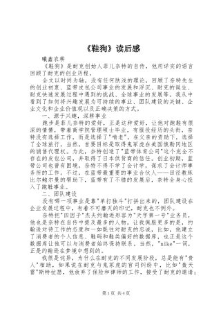 《鞋狗》读后感