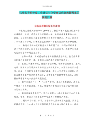化妆品导购年度工作计划与化学事故应急救援预案的编制汇编