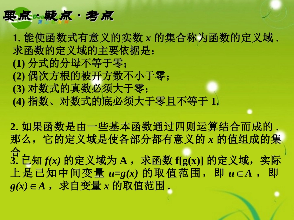 高考数学 函数第3课时函数的定义域和值域复习课件 新人教版 课件_第2页