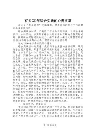 有关XX年综合实践的心得多篇