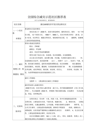 全国综合减灾示范社区推荐表