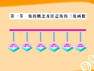 高三数学一轮复习 4.1 角的概念及任意角的三角函数课件 理 大纲版人教版 课件