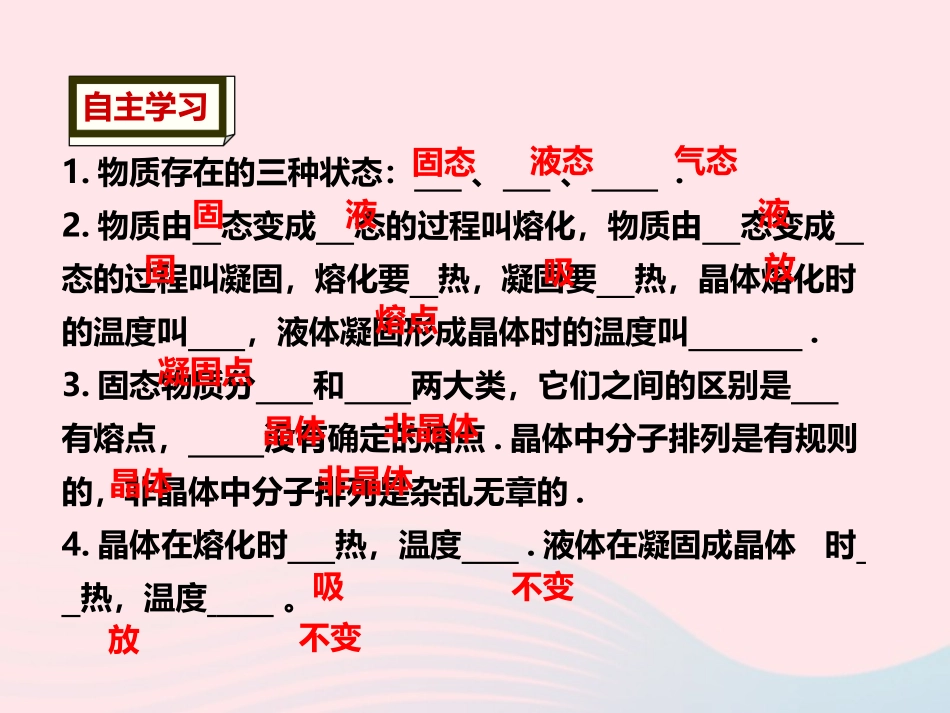 第2节 熔化和凝固课件2 八年级物理上册 1.2熔化和凝固复习课件+素材 (新版)北师大版 八年级物理上册 1.2熔化和凝固复习课件+素材 (新版)北师大版_第3页