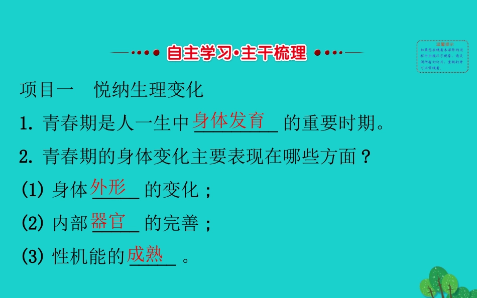 版七年级道德与法治下册 第一单元 青春时光 第一课 青春的邀约 第1框悄悄变化的我习题课件 新人教版 课件_第3页