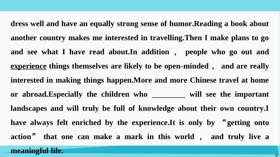 高中英语 Unit 3 Travel journal Period One Warming Up，Pre reading  Reading课件 新人教版必修1 课件_第3页