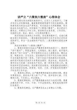 讲严立“六聚焦六整肃”心得体会