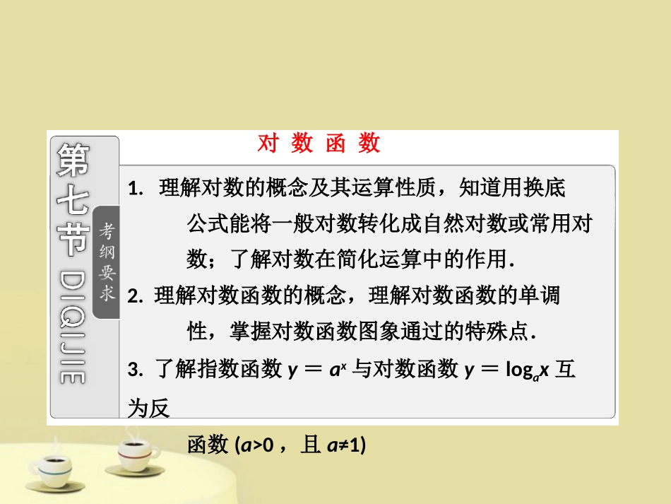 高考数学 第二章第七节对数函数复习课件 文 新人教A版 课件_第1页