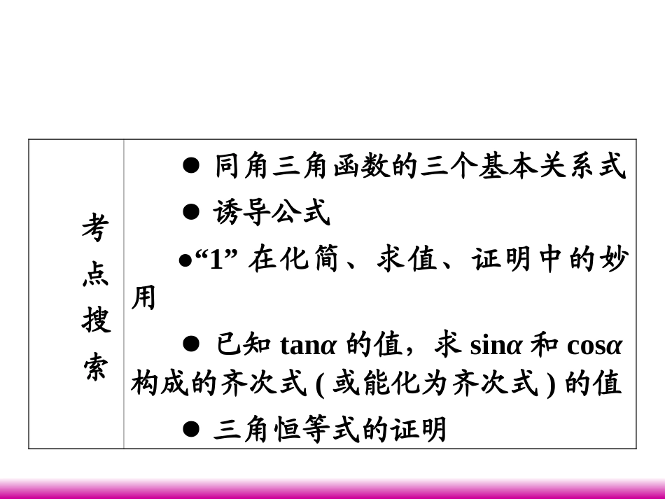 高考数学第一轮总复习 4.2同角三角函数的关系与诱导公式课件 理 (广西专版) 课件_第2页