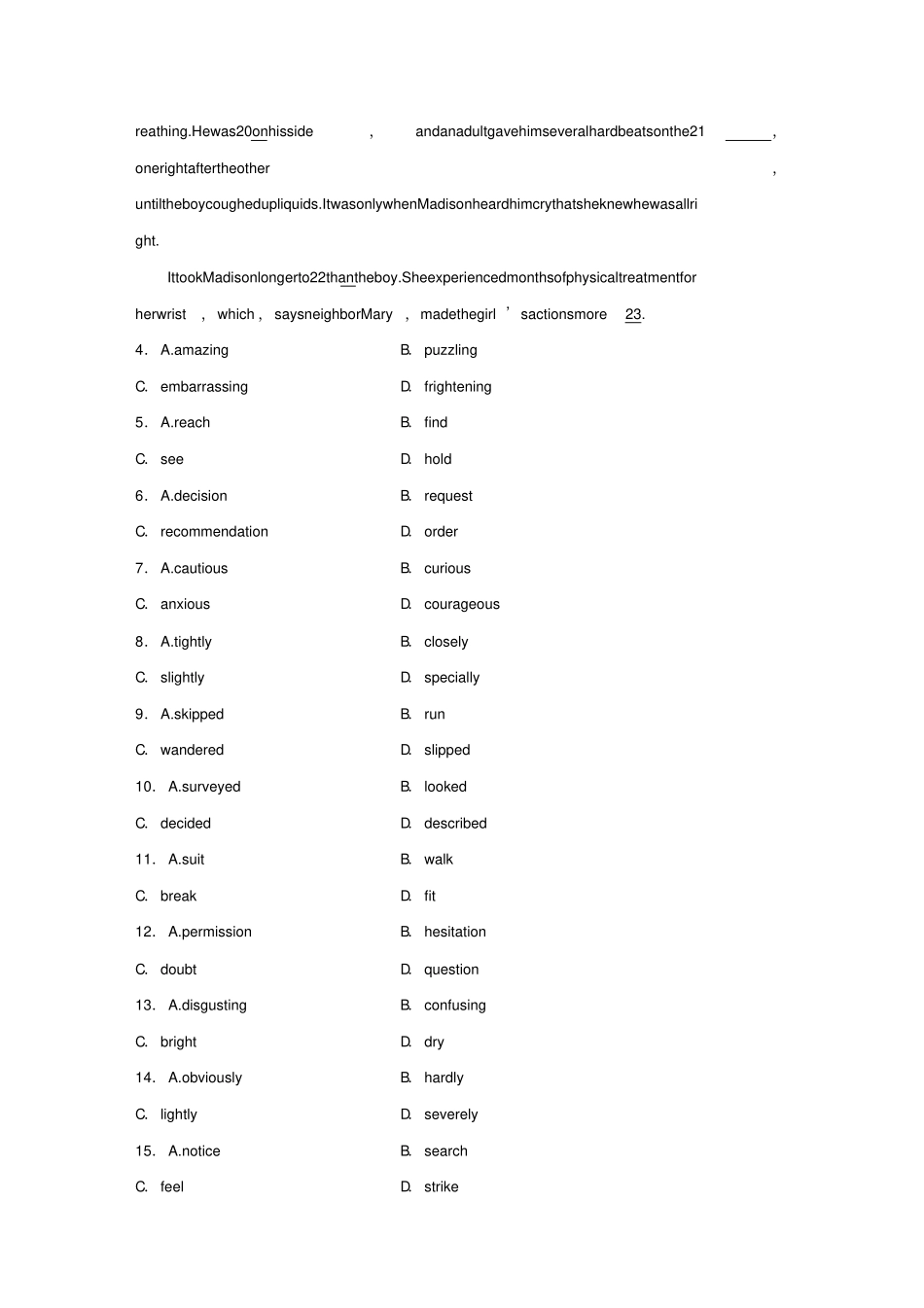 全国通用版高考英语三轮冲刺提分练组合练第7练阅读理解+完形填空+语法填空+短文改错0508219x_第3页