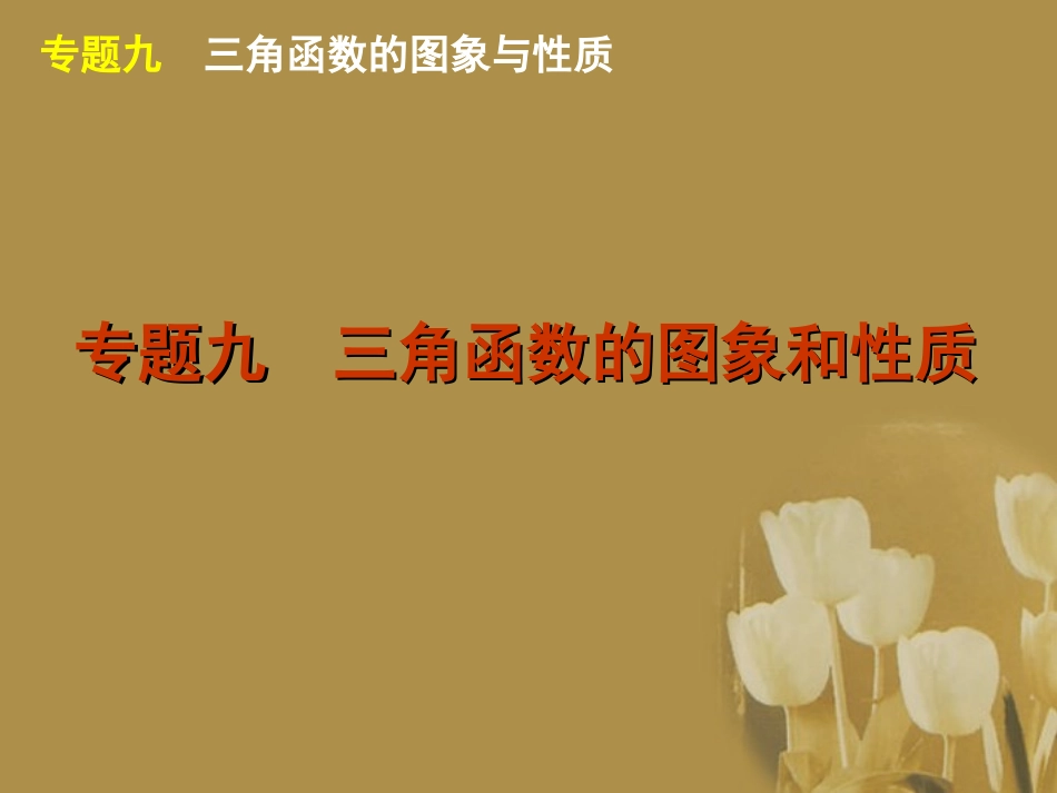 江苏省高考数学二轮复习 专题9 三角函数的图象和性质精品课件_第1页