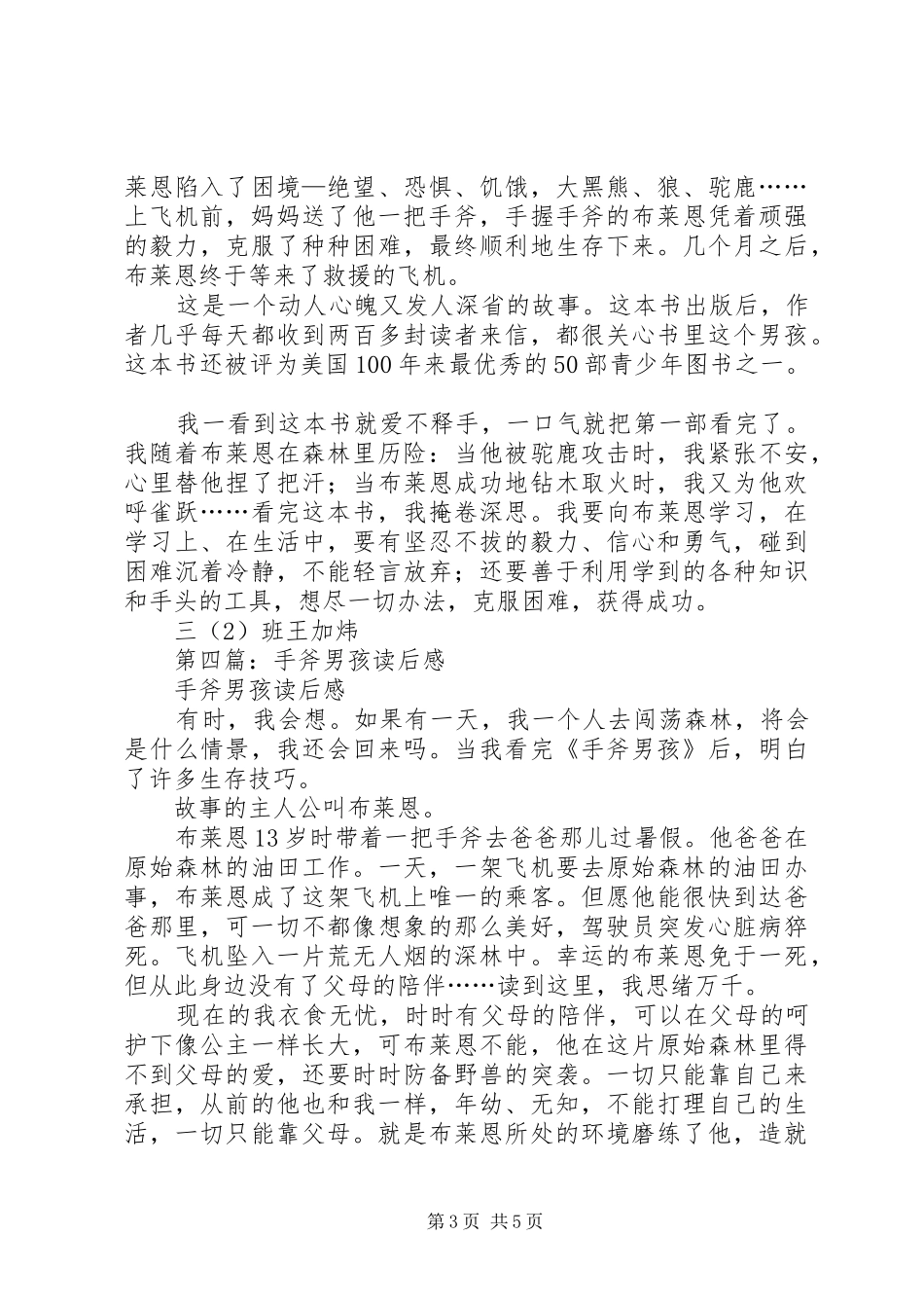 第一篇：《手斧男孩》读后感_第3页
